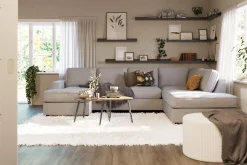 Optus Lyx 4-sits Högervänd U-formad Soffa med Divan och Schäslong i Tyg
