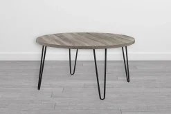 Owen Soffbord 90 cm Ovalt Runt Grå/Svart