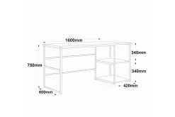 Parythe Skrivbord 160x75x160 cm med förvaring