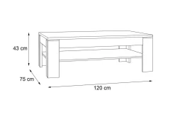 Perkhill Soffbord 120 cm med Förvaring Hylla