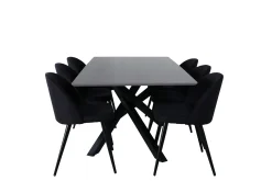 Piazza Matgrupp 180 cm Rektangulär med 6 Velvet stolar