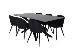 Piazza Matgrupp 180 cm Rektangulär med 6 Velvet stolar