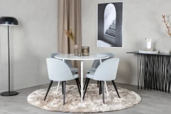 Plaza Matgrupp 100 cm Rund med 4 Velvet stolar