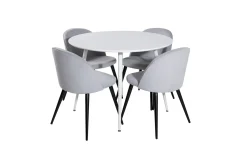 Plaza Matgrupp 100 cm Rund med 4 Velvet stolar