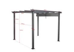 Porto Pergola 3x3 m i aluminium med tak för solskydd