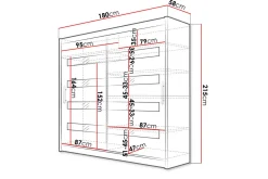 Prag Garderob 180x57x215 cm LED-belysning