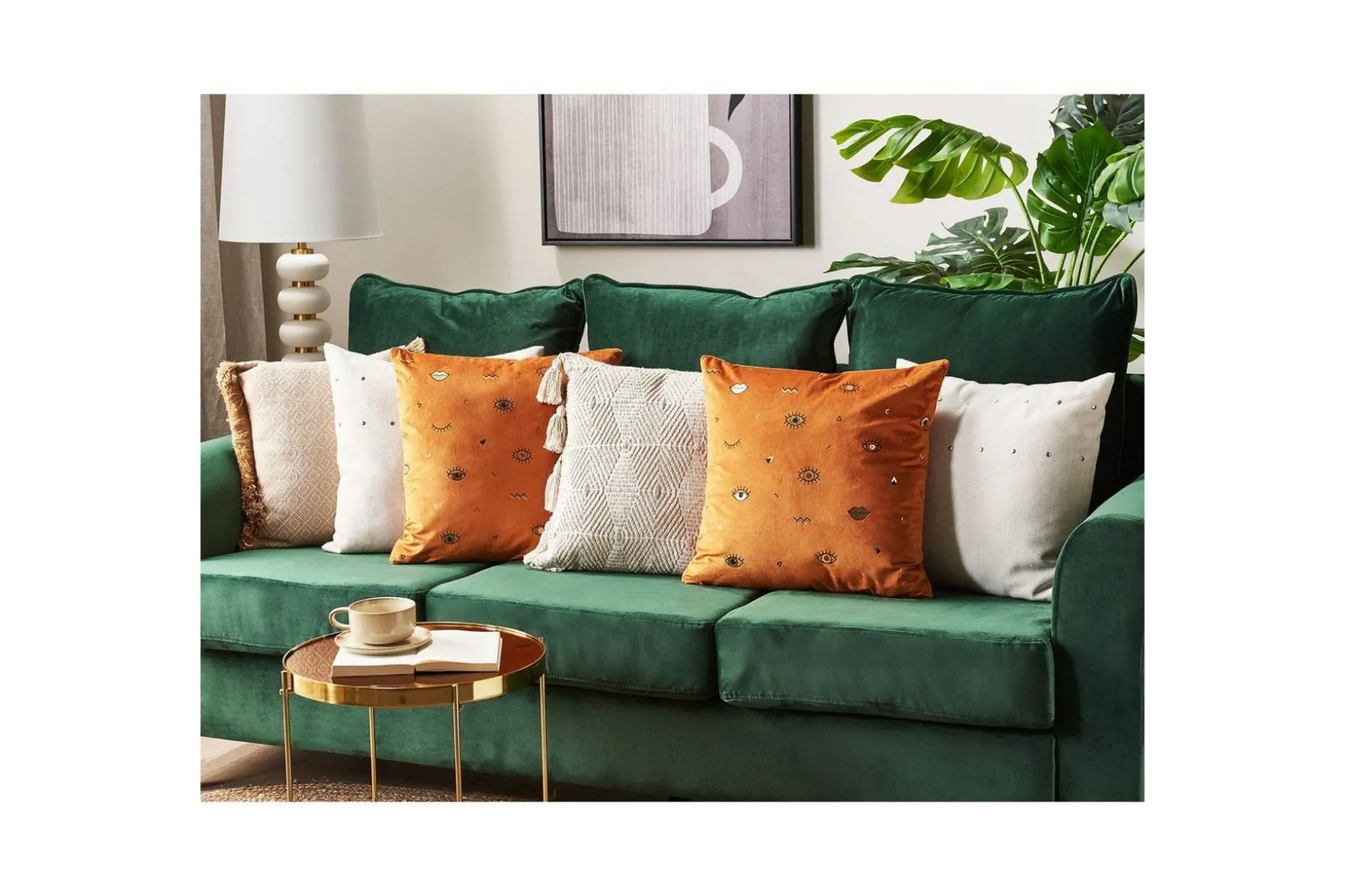 Prydnadskuddar Aeonium set om 2 Orange/svart