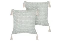 Prydnadskuddar Hakone set om 2 Grön/beige, Fyrkantig