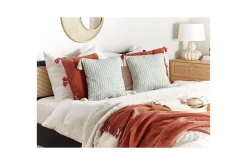 Prydnadskuddar Hakone set om 2 Grön/beige, Fyrkantig