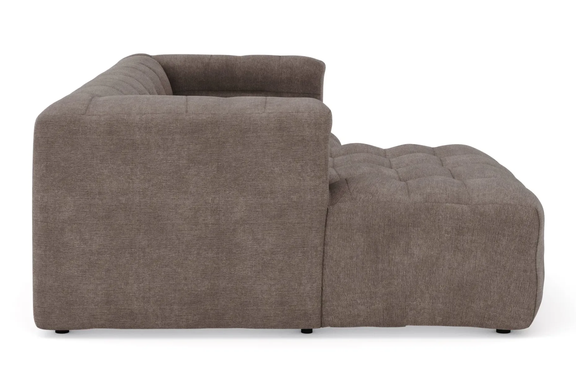 Puffy 3-sits bubblig soffa med divan vänster