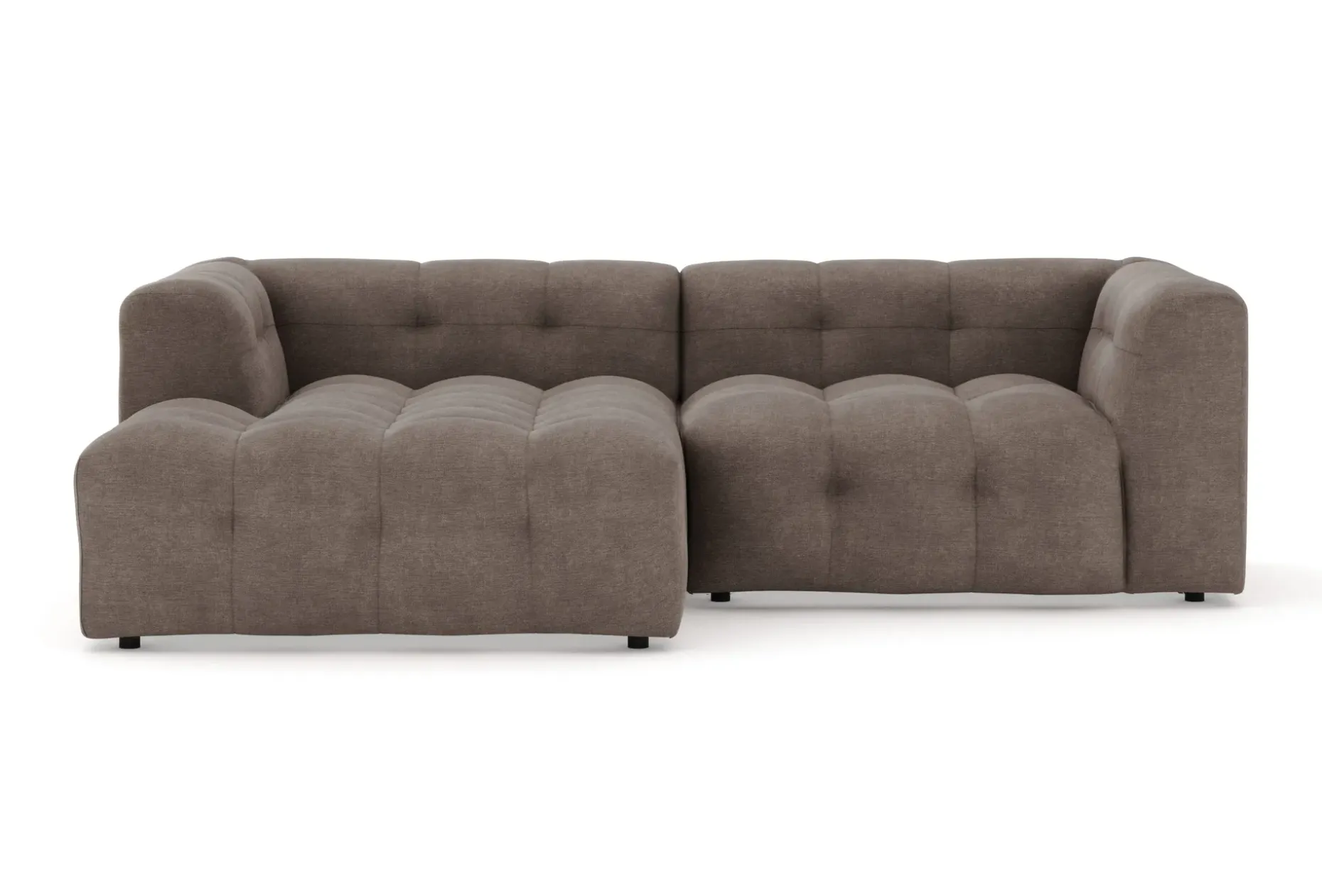Puffy 3-sits bubblig soffa med divan vänster