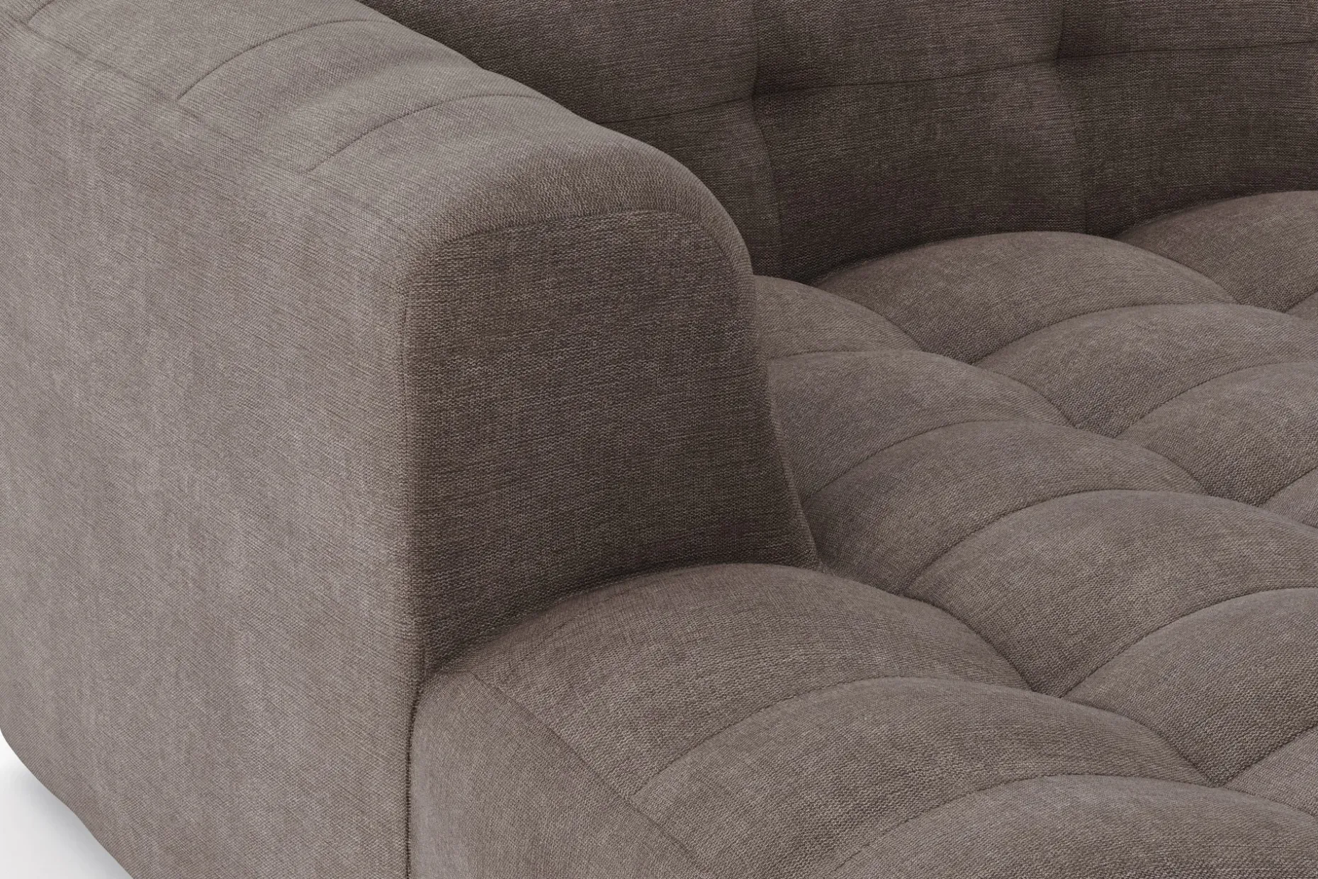 Puffy 3-sits bubblig soffa med divan vänster