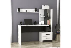 Puijas Skrivbord 120 cm med Förvaring Låda + Hyllor + Vägghy