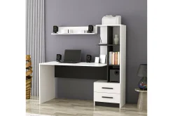 Puijas Skrivbord 120 cm med Förvaring Låda + Hyllor + Vägghy