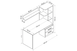 Puijas Skrivbord 120 cm med Förvaring Låda + Hyllor + Vägghy