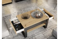 Quant Soffbord 100 cm med Förvaring 2 Lådor + Hylla