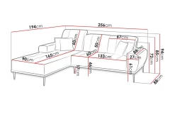 Rapale 3-sits Soffa med Divan Höger med Kuddar