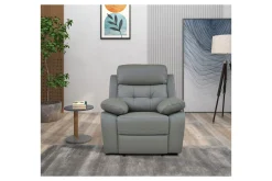 Reclinerfåtölj Loft24 Fåtölj Lannilis Ljusgrå, PU/trä/metall, Elektrisk vilstol Ljusgrå