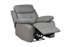 Reclinerfåtölj Loft24 Fåtölj Lannilis Ljusgrå, PU/trä/metall, Elektrisk vilstol Ljusgrå