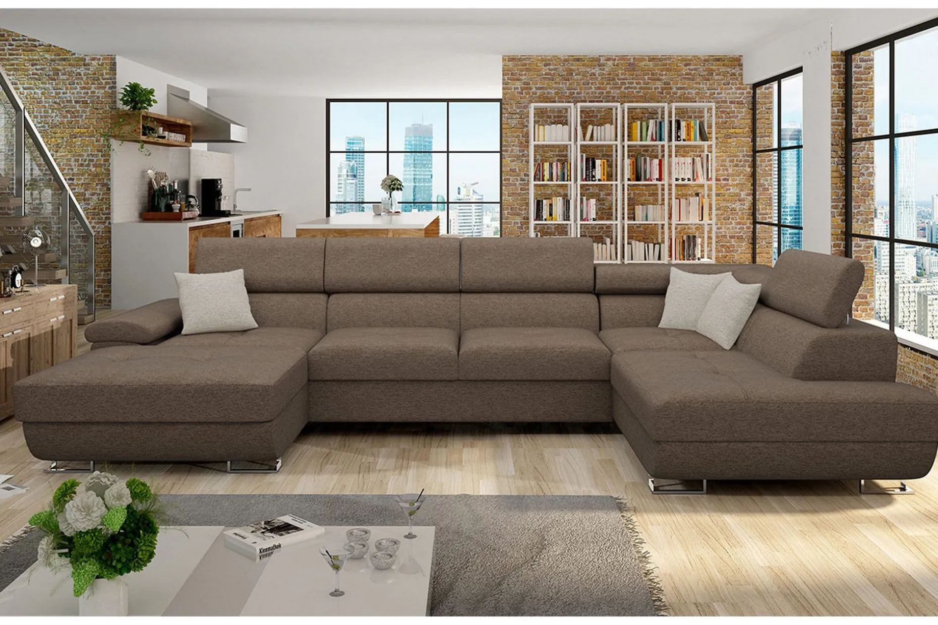 Reginia Bäddsoffa m. Divan och Schäslong Förvaring 4-sits