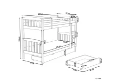 Revin Våningssäng 90x200 cm med Förvaring