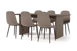 Richeto Matbord Rökt Ek 210 cm valnöt + 6 st Nibe stol brun med valnöt ben