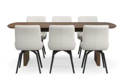 Richeto Matgrupp Rökt Ek 210 cm med 6 Mora Snurrstolar