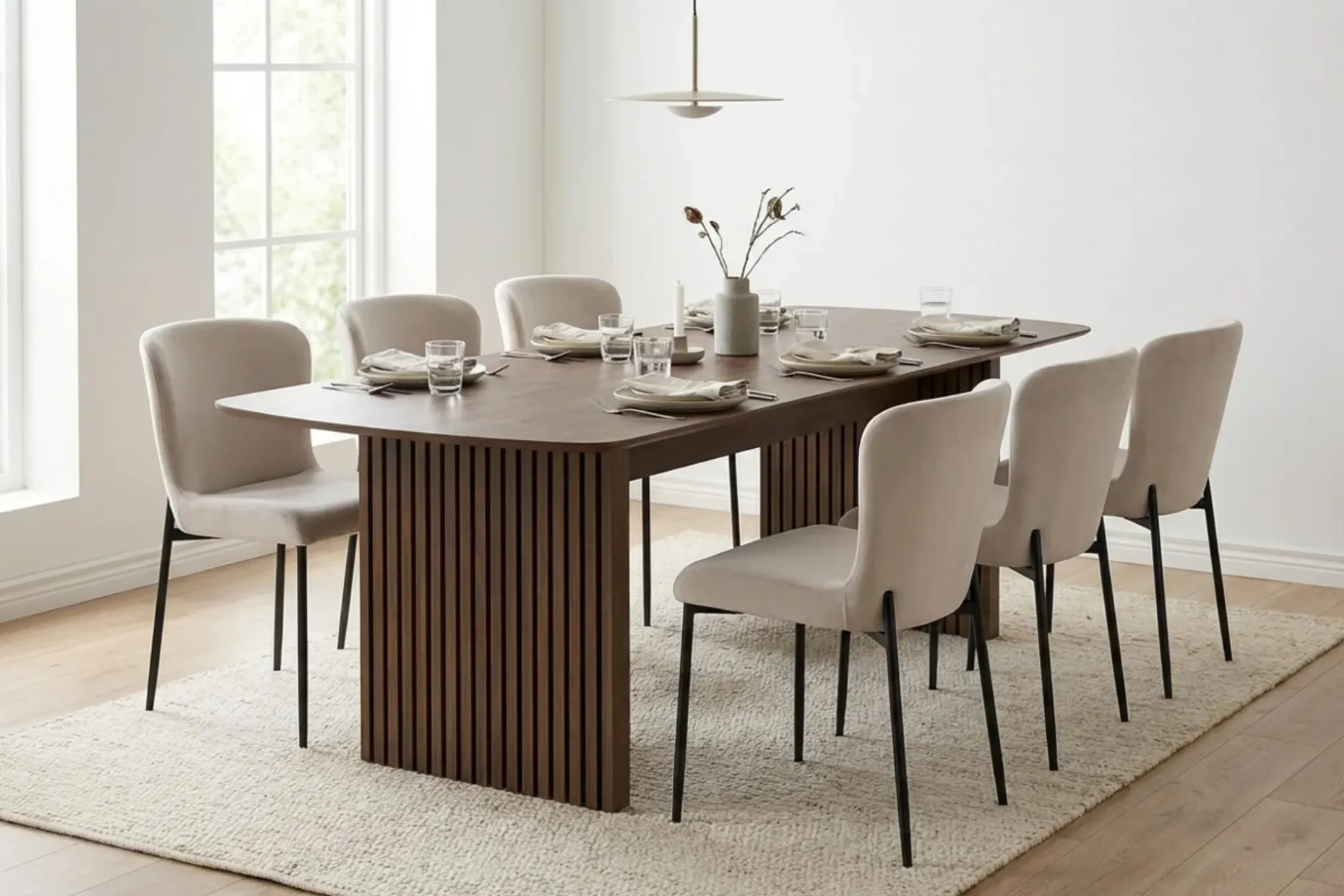 Richeto Matgrupp Rökt Ek 210 cm med 6 Elsie Matstolar