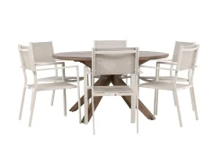 Rosario Matgrupp Rund 140 cm + 6 st Copacabana Matstolar Beige/Brun