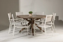 Rosario Matgrupp Rund 140 cm + 6 st Copacabana Matstolar Beige/Brun