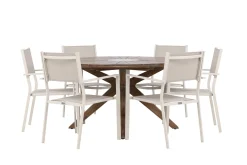 Rosario Matgrupp Rund 140 cm + 6 st Copacabana Matstolar Beige/Brun