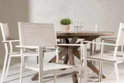 Rosario Matgrupp Rund 140 cm + 6 st Copacabana Matstolar Beige/Brun