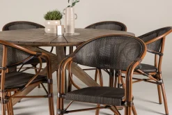 Rosario Matgrupp Rund 140 cm + 6 st Vila Matstolar Svart/Brun