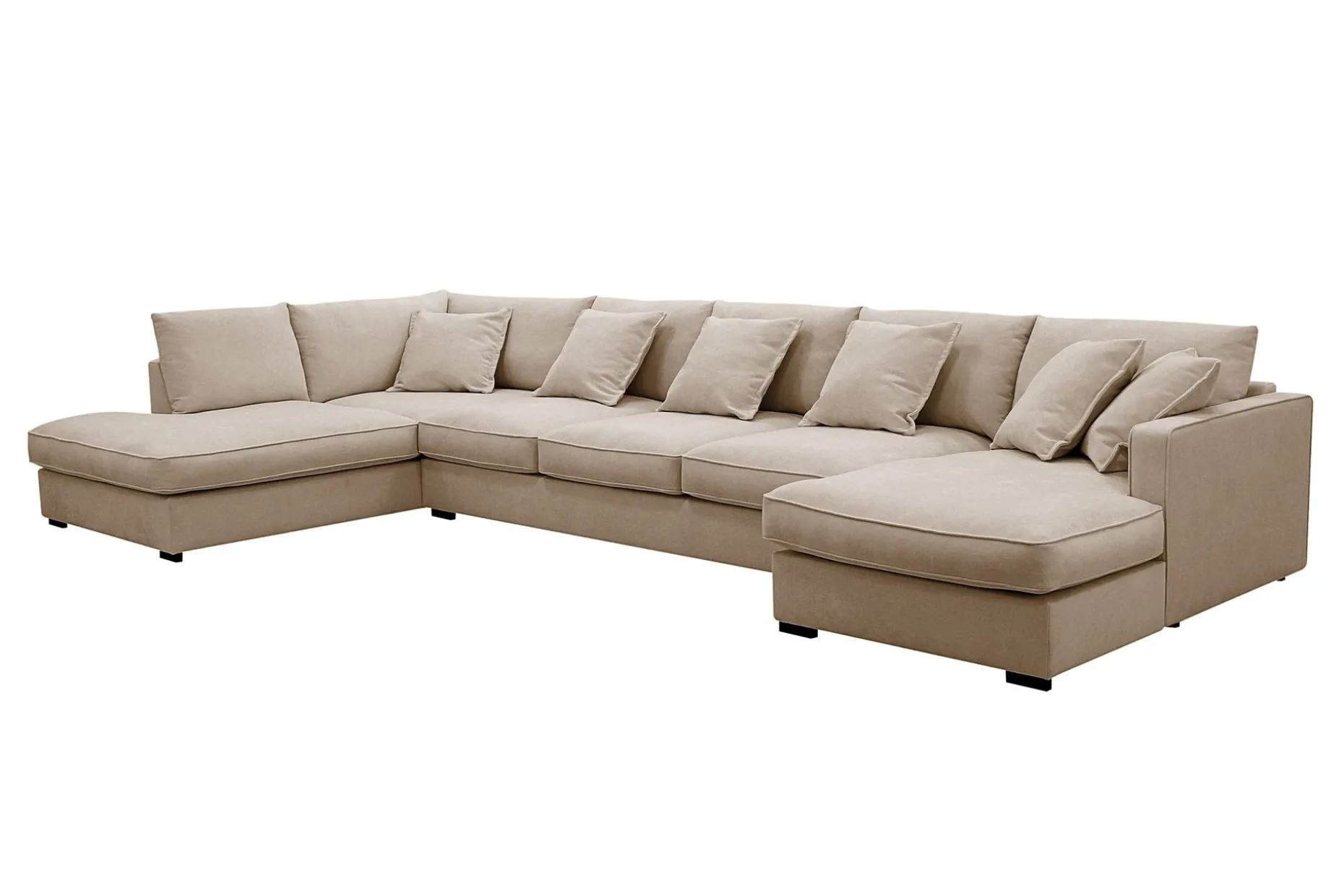 Rossita Lyx 6-sits Högervänd U-formad Extra djup Soffa med Divan och Schäslong i Tyg
