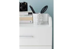 Rullkontejner Wohnling 4 lådor med hjul, förvaringsbricka, foliebelagd spånskiva, modern stil Vit