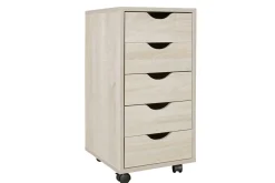 Rullkontejner Wohnling 5 lådor med folierad spånskiva och hjul, modern stil Sonoma