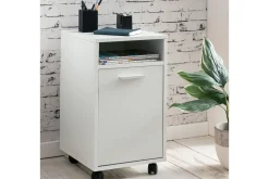 Rullkontejner Wohnling förvaringsbricka, 1 dörr, folierad spånskiva med hjul, modern stil Vit