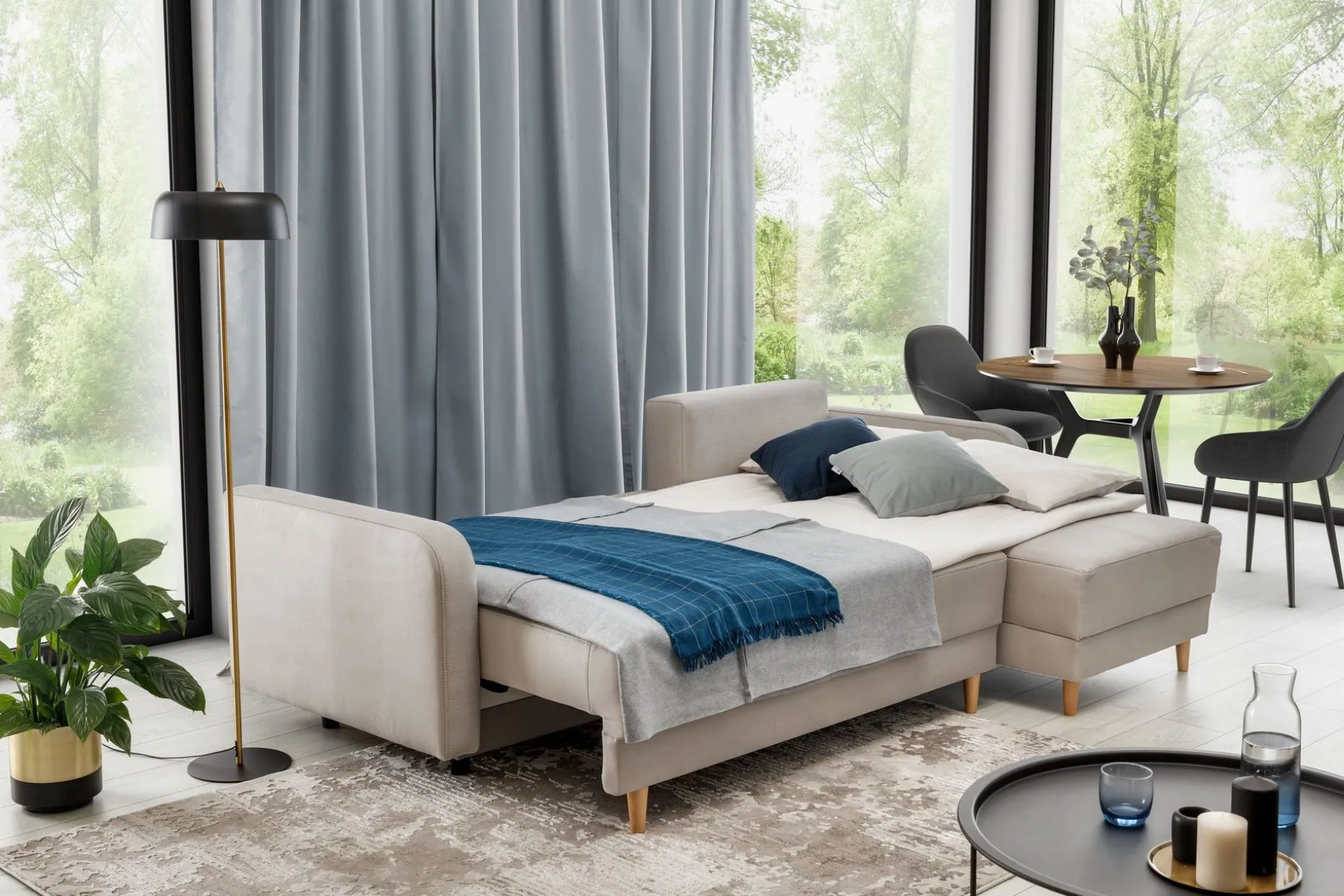 Saimon Bäddsoffa m. Divan med Förvaring 3-sits