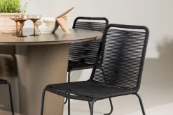 Santa Fe Matgrupp Utomhus Rund 120 cm + 4 st Linero Matstolar Svart/Brun