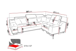Seginus Hörnbäddsoffa 4-sits 210x127