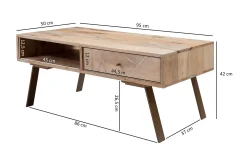 Sekuterski Soffbord 95 cm med Förvaring Låda + Hylla