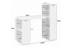 Shuping Skrivbord 120 cm med Förvaring Hyllor