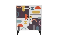 Sia Highboard 95x111 cm Vit/Brun/Lila/Gul