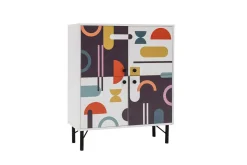 Sia Highboard 95x111 cm Vit/Brun/Lila/Gul