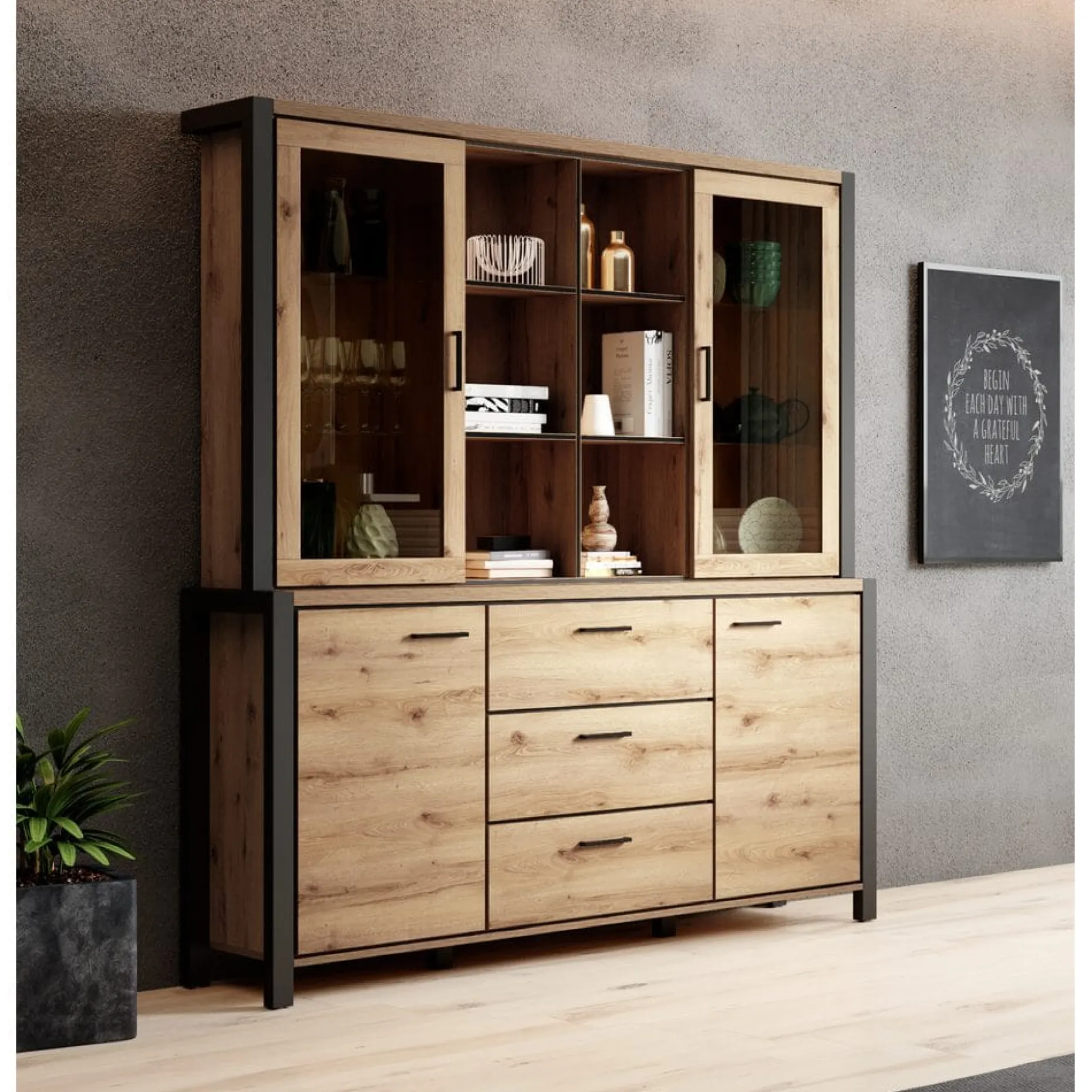 Sideboard- 26 Hörnskåpsset Aktiv 4 dörrar 3 lådor 04+26