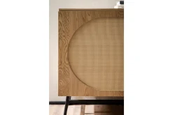 Sideboard Wohnling Folierad spånskiva ekoptik halvcirkel rottingväv look 2 dörrar 3 lådor modern