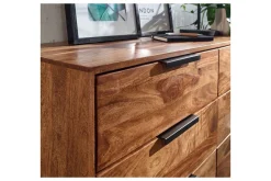 Sideboard Wohnling Massivt trä 117 cm 6 lådor filigrant metallben lantligt stil