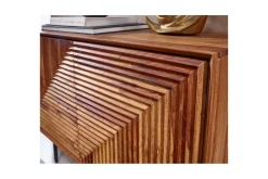 Sideboard Wohnling massivt trä, 3D geometrisk front, tryck-öppna, industriell loftstil 100 cm