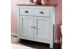 Sideboard Wohnling Melaminbelagd spånskiva tvåfärgad optik ek/vit 2 dörrar 2 lådor modern
