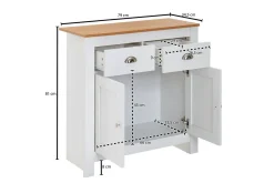 Sideboard Wohnling Melaminbelagd spånskiva tvåfärgad optik ek/vit 2 dörrar 2 lådor modern